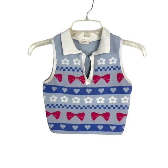 Cropped Preppy Knit Sweater Vest — Colorful Artsy Youthful Academia - Picture 1 of 6